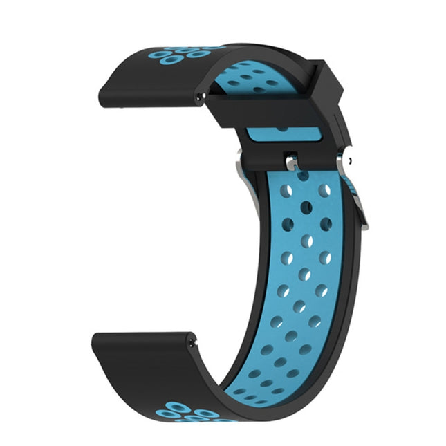 For Garmin Forerunner 245 Two-tone Strap(Black + Blue)-garmade.com