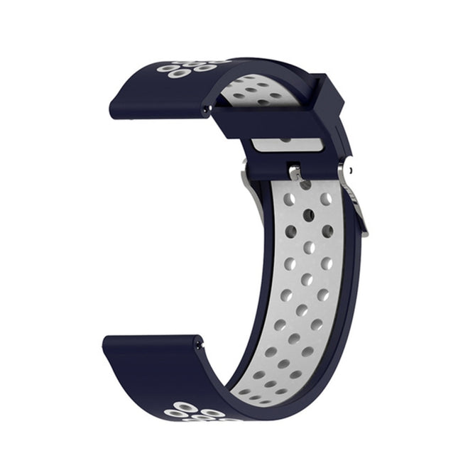 For Garmin Forerunner 245 Two-tone Strap(Midnight Blue + White)-garmade.com