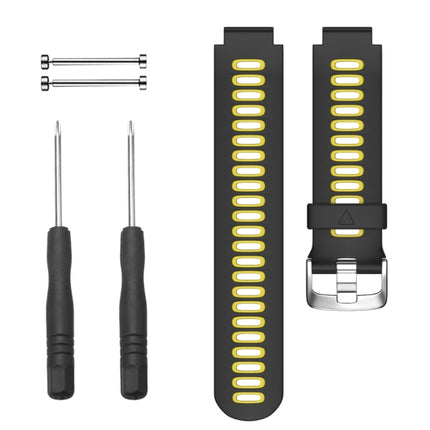 For Garmin Forerunner 735 XT Two-tone Silicone Strap(Black + Yellow)-garmade.com