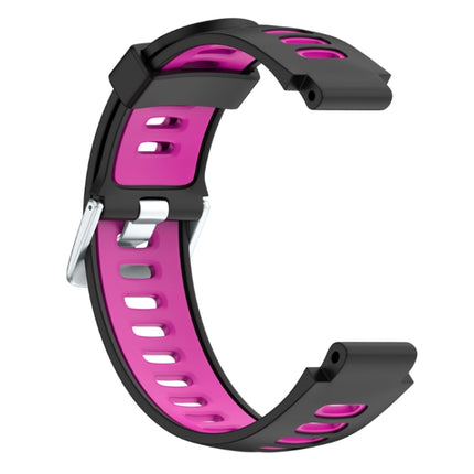 For Garmin Forerunner 735 XT Two-tone Silicone Strap(Black + Rose Red)-garmade.com