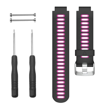 For Garmin Forerunner 735 XT Two-tone Silicone Strap(Black + Rose Red)-garmade.com
