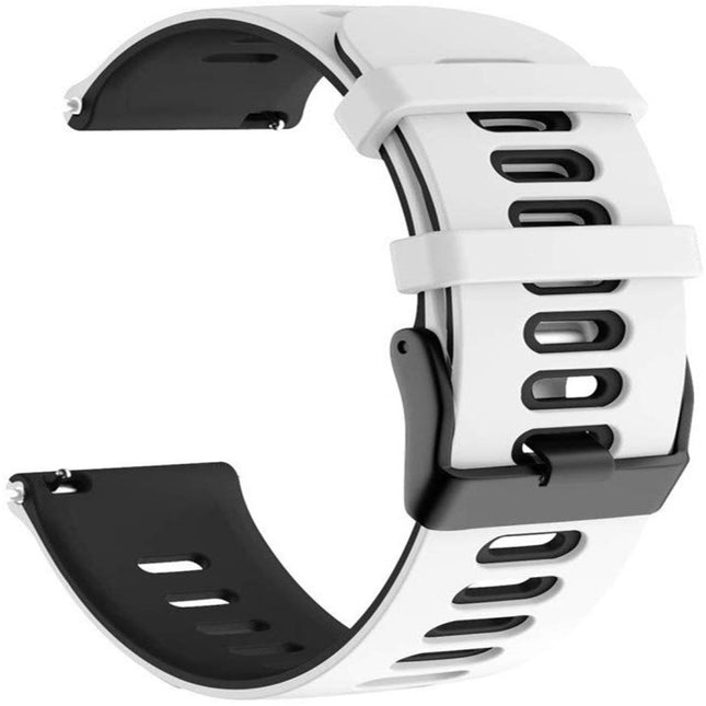 For Garmin Forerunner 245 Two-tone Silicone Strap(White + Black)-garmade.com