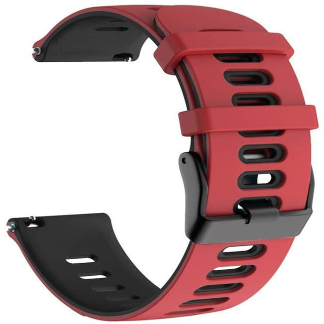 For Garmin Forerunner 245 Two-tone Silicone Strap(Red + Black)-garmade.com