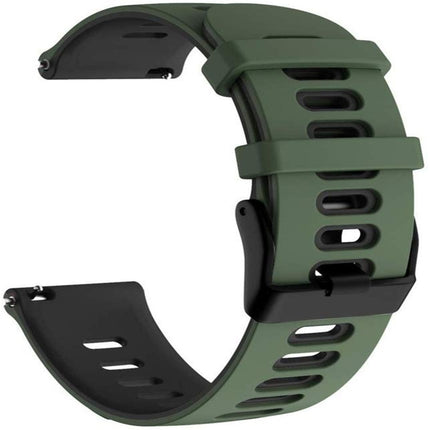 For Garmin Forerunner 245 Two-tone Silicone Strap(Army Green + Black)-garmade.com