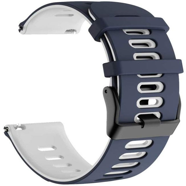 For Garmin Forerunner 245 Two-tone Silicone Strap(Blue + White)-garmade.com