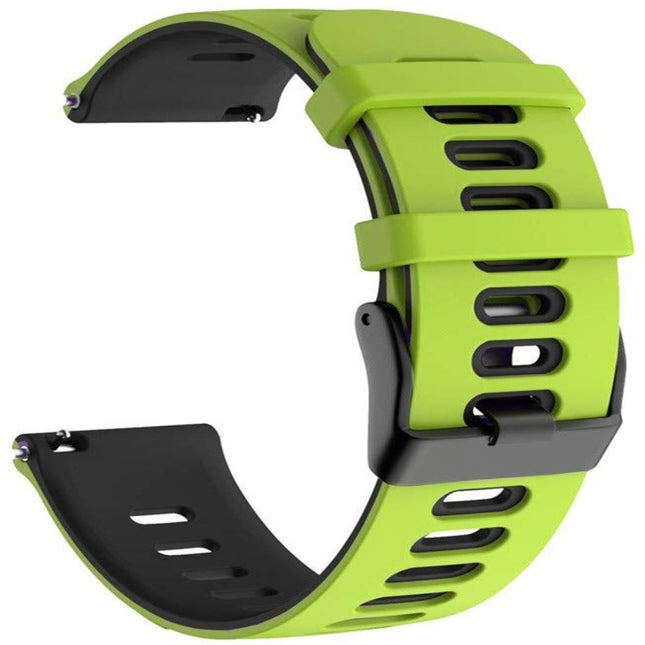 For Garmin Forerunner 245 Two-tone Silicone Strap(Lime + Black)-garmade.com