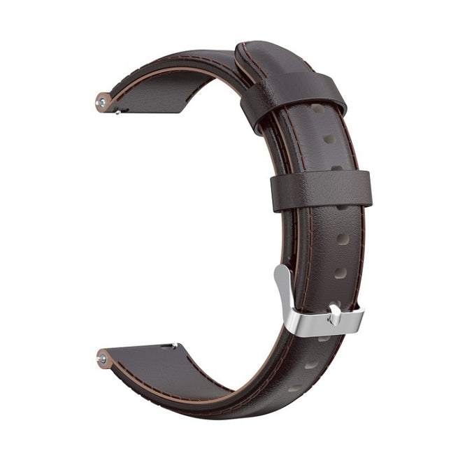 For Garmin Forerunner 245 Oil Wax Calfskin Strap(Coffee)-garmade.com