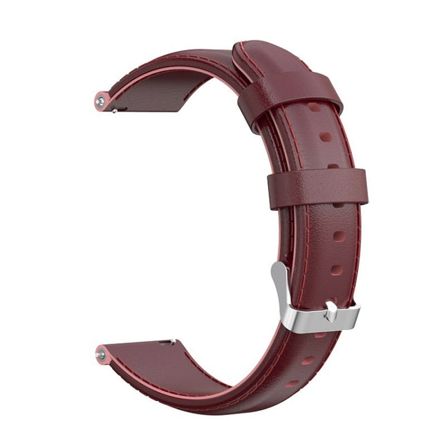 For Garmin Forerunner 245 Oil Wax Calfskin Strap(Crimson)-garmade.com