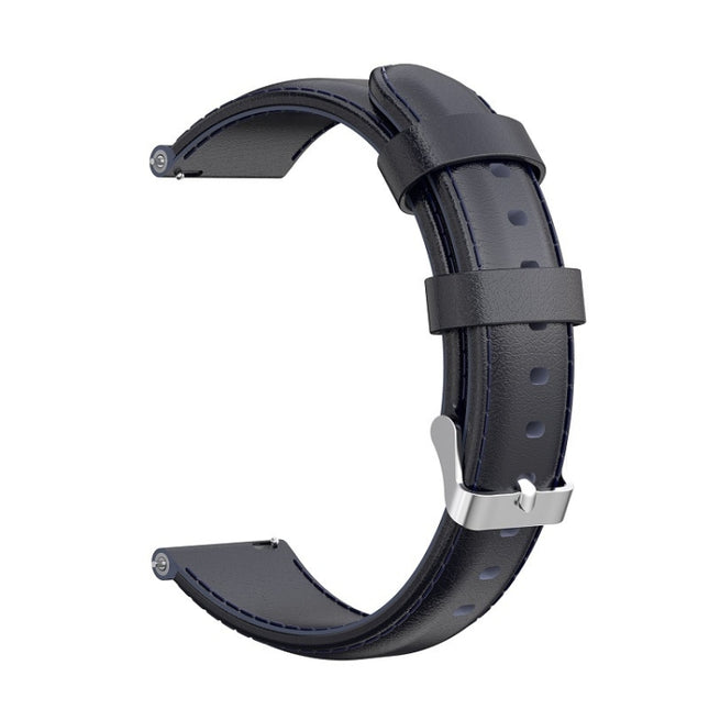 For Garmin Forerunner 245 Oil Wax Calfskin Strap(Midnight Blue)-garmade.com
