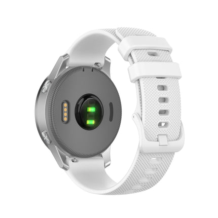 For Garmin Vivoactive 4S Small Plaid Silicone Strap(White)-garmade.com