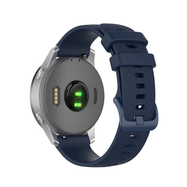 For Garmin Vivoactive 4S Small Plaid Silicone Strap(Navy Blue)-garmade.com