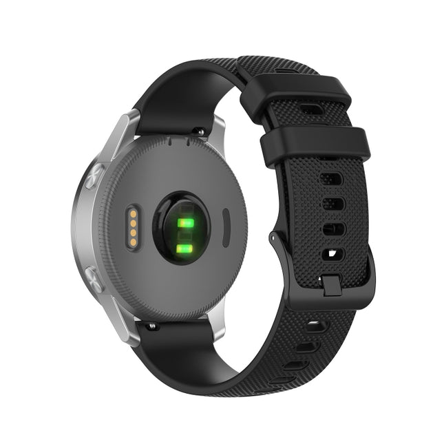 For Garmin Vivoactive 4S Small Plaid Silicone Strap(Black)-garmade.com