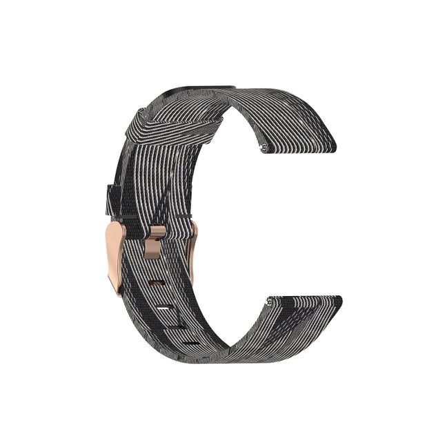 For Garmin Vivoactive 3 Nylon Strap(Black White Stripes)-garmade.com