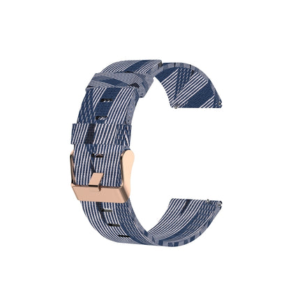 For Garmin Vivoactive 3 Nylon Strap(Blue White Stripes)-garmade.com