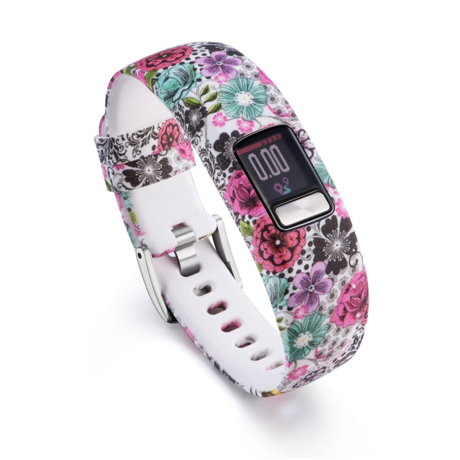 For Garmin Vivofit 4 Gloss & Color Integrated Silicone Strap(Stick Flower)-garmade.com