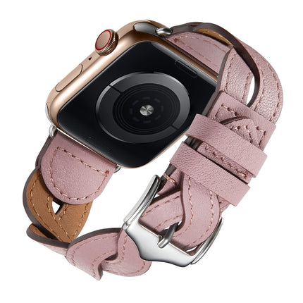 Weave Watch Band For Apple Watch Series 9&8&7 41mm / SE 3&SE 2&6&SE&5&4 40mm / 3&2&1 38mm(Pink)-garmade.com