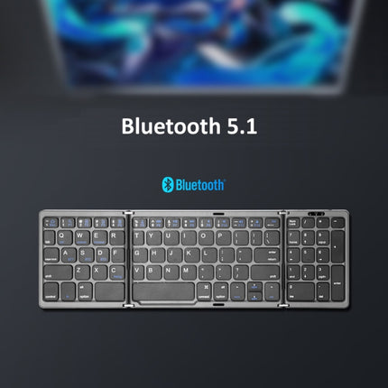 B089 Bluetooth Foldable Keyboard with Numeric(Grey)-garmade.com