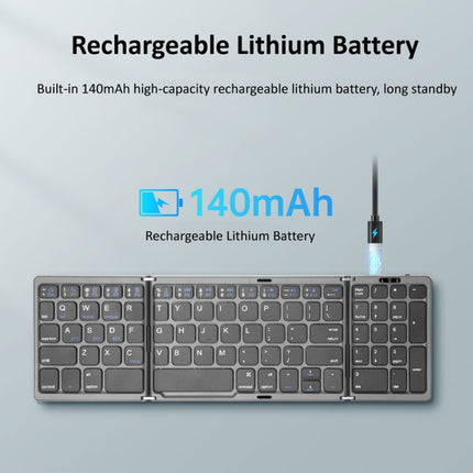 B089 Bluetooth Foldable Keyboard with Numeric(Grey)-garmade.com