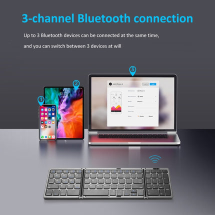 B089 Bluetooth Foldable Keyboard with Numeric (Black)-garmade.com