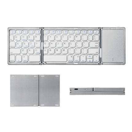 B089T Foldable Bluetooth Keyboard Rechargeable with Touchpad(Silver)-garmade.com