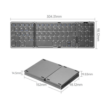 B089T Foldable Bluetooth Keyboard Rechargeable with Touchpad(Black)-garmade.com