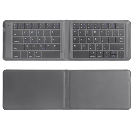 G2104 Leather Foldable Bluetooth Keyboard(Grey)-garmade.com