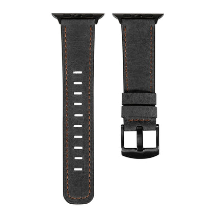 Retro Leather Watch Band For Apple Watch Series 9&8&7 41mm / SE 3&SE 2&6&SE&5&4 40mm / 3&2&1 38mm(Black)-garmade.com