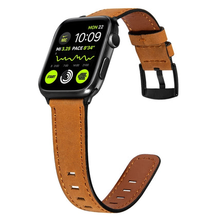 Retro Leather Watch Band For Apple Watch Series 9&8&7 41mm / SE 3&SE 2&6&SE&5&4 40mm / 3&2&1 38mm(Yellow)-garmade.com