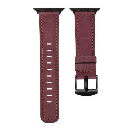 Retro Leather Watch Band For Apple Watch Series 9&8&7 41mm / SE 3&SE 2&6&SE&5&4 40mm / 3&2&1 38mm(Wine Red)-garmade.com