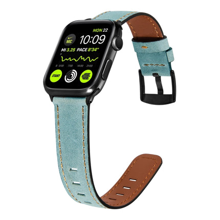 Retro Leather Watch Band For Apple Watch Series 9&8&7 41mm / SE 3&SE 2&6&SE&5&4 40mm / 3&2&1 38mm(Baby Blue)-garmade.com