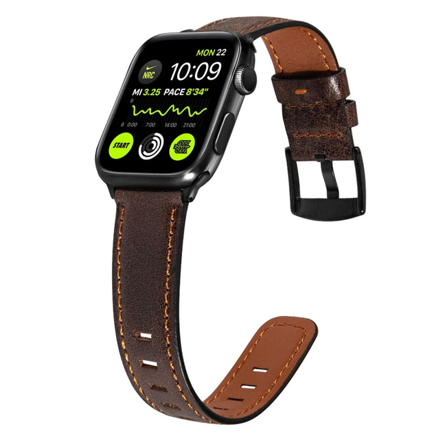 Retro Leather Watch Band For Apple Watch Series 9&8&7 41mm / SE 3&SE 2&6&SE&5&4 40mm / 3&2&1 38mm(Dark Brown)-garmade.com