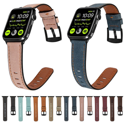 Retro Leather Watch Band For Apple Watch Series 9&8&7 41mm / SE 3&SE 2&6&SE&5&4 40mm / 3&2&1 38mm(Blue)-garmade.com