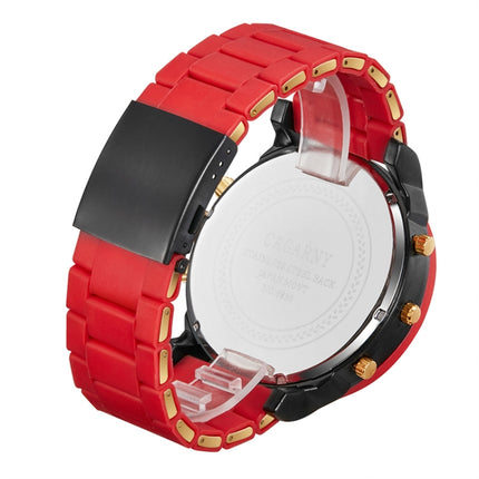 CAGARNY 6830 Quartz Dual Movement Rubberized Steel Band Watch For Men(Red)-garmade.com