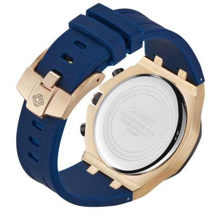 CAGARNY 6867 Six-Needle Multifunctional Quartz Sports Watch for Men(Rose Gold + Blue)-garmade.com