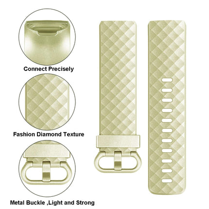 For FITBIT Charge 3 Official Pattern Metallic Watch Strap(Golden)-garmade.com