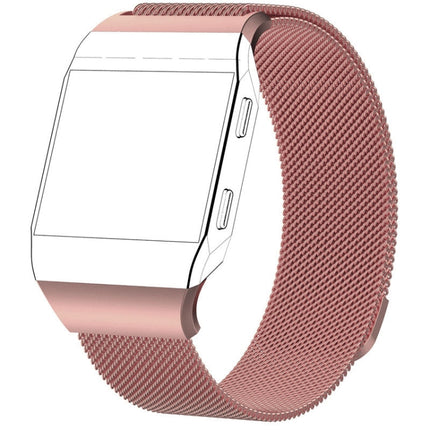 For FITBIT Ionic Milanese Watch Strap Large Size : 24X2.2cm(Rose Pink)-garmade.com