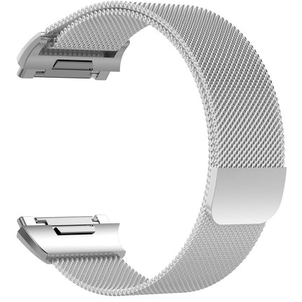 For FITBIT Ionic Milanese Watch Strap Large Size : 24X2.2cm(Silver)-garmade.com