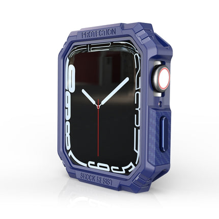 Carbon Fiber Contrast Color Protective Case For Apple Watch Series 9 / 8 / 7 41mm(Blue)-garmade.com