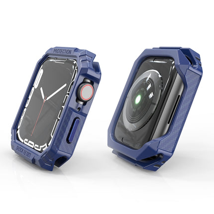 Carbon Fiber Contrast Color Protective Case For Apple Watch Series 9 / 8 / 7 41mm(Blue)-garmade.com