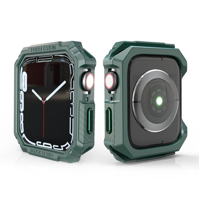 Carbon Fiber Contrast Color Protective Case For Apple Watch Series 9 / 8 / 7 41mm(Green)-garmade.com