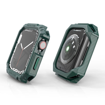 Carbon Fiber Contrast Color Protective Case For Apple Watch Series 9 / 8 / 7 41mm(Green)-garmade.com