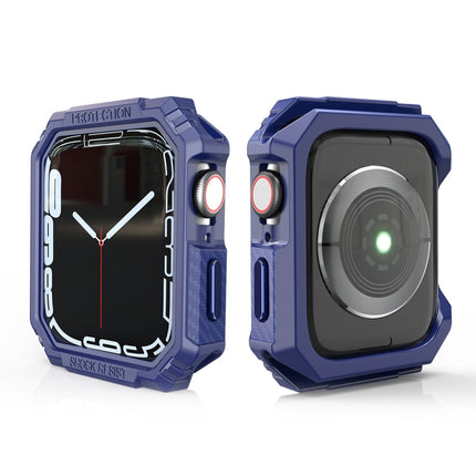 Carbon Fiber Contrast Color Protective Case For Apple Watch Series 9 / 8 / 7 45mm(Blue)-garmade.com
