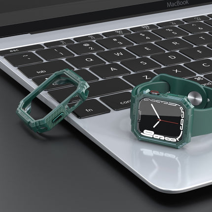 Carbon Fiber Contrast Color Protective Case For Apple Watch Series 9 / 8 / 7 45mm(Green)-garmade.com