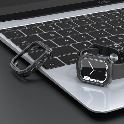 Carbon Fiber Contrast Color Protective Case For Apple Watch Series 6 & SE & 5 & 4 44mm(Pewter)-garmade.com
