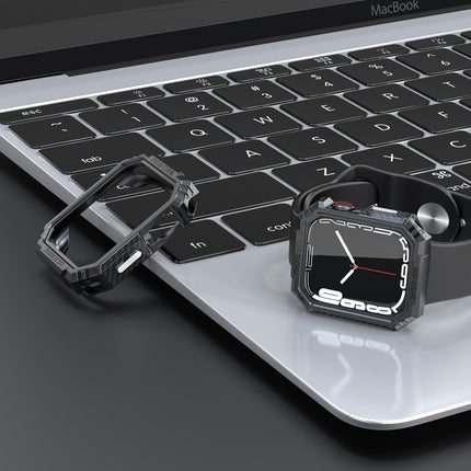 Carbon Fiber Contrast Color Protective Case For Apple Watch Series 6 & SE & 5 & 4 44mm(Silver)-garmade.com