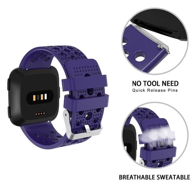 For FITBIT Versa Breathable Watch Strap(Navy Blue)-garmade.com