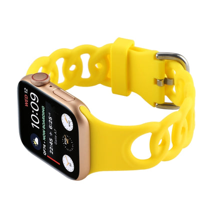 Hollow Silicone Watch Band For Apple Watch Series 9&8&7 41mm / SE 3&SE 2&6&SE&5&4 40mm / 3&2&1 38mm(Yellow)-garmade.com