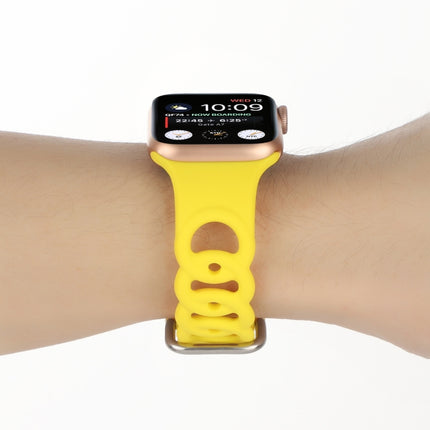 Hollow Silicone Watch Band For Apple Watch Series 9&8&7 41mm / SE 3&SE 2&6&SE&5&4 40mm / 3&2&1 38mm(Yellow)-garmade.com