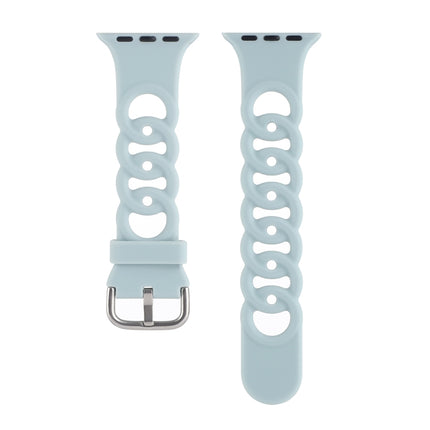 Hollow Silicone Watch Band For Apple Watch Series 9&8&7 41mm / SE 3&SE 2&6&SE&5&4 40mm / 3&2&1 38mm(Light Green)-garmade.com