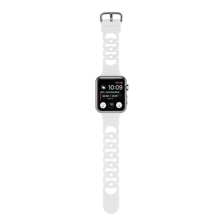 Hollow Silicone Watch Band For Apple Watch Series 9&8&7 41mm / SE 3&SE 2&6&SE&5&4 40mm / 3&2&1 38mm(White)-garmade.com